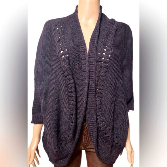 Lane Bryant 14 16 Women’s Cardigan Sweater Plum Knit Open Front NWOT - Picture 2 of 7